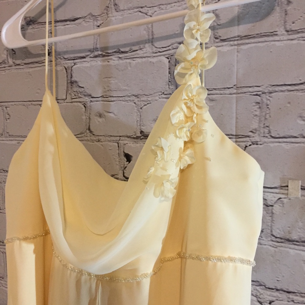 David’s Bridal sheer banana party dress Sz 16 NWT